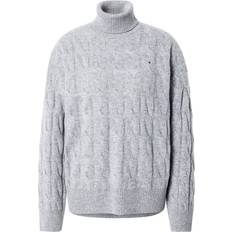 Tommy Hilfiger Dame Gensere Tommy Hilfiger Genser Soft Wool Cable Roll-nk Sweater Grå