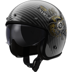 LS2 Bob II Carbon Custom Open Face Helmet - Black/Grey/Gold
