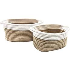 Storage Levtex Baby Collection Beige And White Rope Storage Baskets 9.8 x 8 x 6.5 in Pack of 2