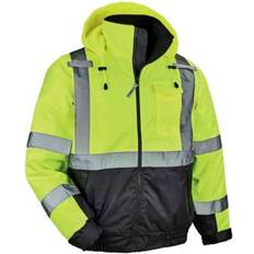 Windproof Work Jackets Ergodyne B2274255 GloWear 8377 Type R Class Quilted Bomber Jacket, Lime Green