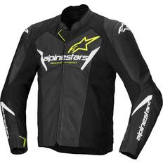 Gul Motorcykeljakker Alpinestars Faster V3 Airflow perforierte Motorrad Leder-/Textiljacke, schwarz-gelb, Größe für Männer