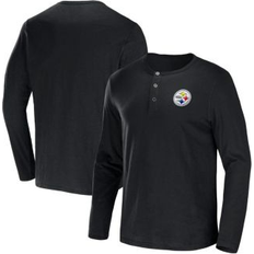 T-shirts Men's NFL x Darius Rucker Collection by Fanatics Black Pittsburgh Steelers Slub Jersey Henley Long Sleeve T-Shirt