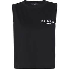 Tank Tops Balmain Black Flocked Tank Top EAB Noir/Blanc