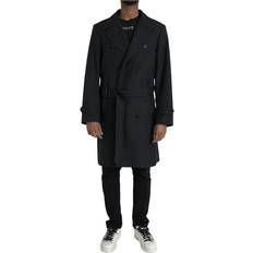 Men Coats on sale Dolce & Gabbana Black Long Trench Coat Jacket Black