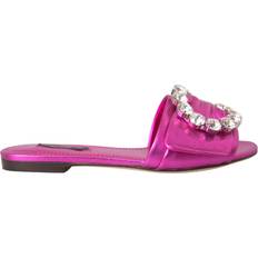 Dolce & Gabbana Pink Sandals Dolce & Gabbana Sliders, female, Pink, Crystal Embellished Leather Sandals