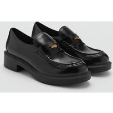 Mango Low Shoes Mango 100% leather loafers with metallic detail black Woman Black