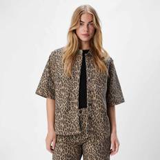 Damen - Leder Blusen Object Leoprint Hemd