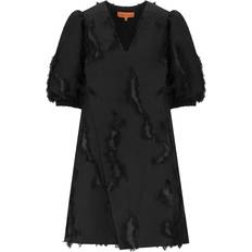 Puffy Sleeves Mini Dress Kjole Jet Black
