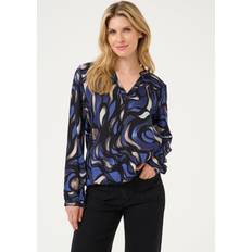 XXL Blouses Kaffe Ditte Abstract Elastic Hem Top, Navy/Multi