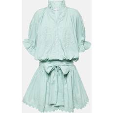 Herr - Nylon Klänningar Casablanca Juliet Dunn Embroidered cotton poplin shirt dress green (UK 8/10)