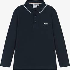 Bleu Polos BOSS Boys Navy Blue Cotton Polo Shirt