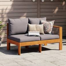 Grey Outdoor Sofas vidaXL Garden with 1 Armrest 2-Seater Solid Wood Acacia - Brown Outdoor Sofa