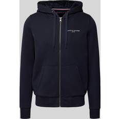 Pelliccia sintetica - Uomo Top Tommy Hilfiger Sweat Zippé Capuche En Coton Mélangé - Navy/Bianco