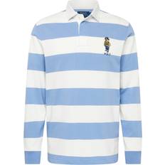 Polo Ralph Lauren Blå och vitrandig rugbytröja med björnlogga college stil