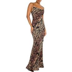 Brown - Long Dresses Good American Chiffon Cowl Neck Maxi Dress, Multi