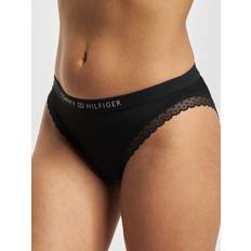 Donna Mutande Tommy Hilfiger Slip In Microfibra E Pizzo - Nero