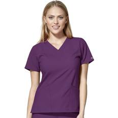 Purple Work Clothes WonderWink Womens Basic V-Neck Top Medical Scrubs Shirt, Eggplant