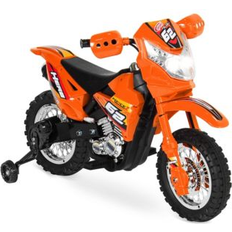 Best Choice Products 6V Kids Electric Battery Powered Ride On Motorcycle w/ Training Wheels Lights Music Orange