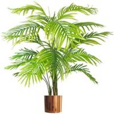 Artificial Plants Leaf 130 cm Areca Palm Tree - Realistic With Copper Metal Planter - Green Artificial Plant