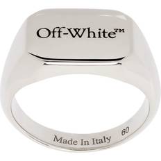 Off-White Silver Rectangular Logo Ring SILVER BLACK FR 64