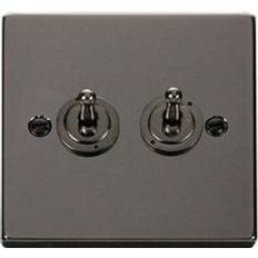 SE Home Black Nickel 2 Gang 2 Way 10AX Toggle Light Switch One Size