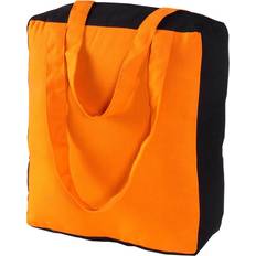 Orange Totes & Shopping Bags Homescapes (27 x 32 x 11 cm) Cotton Solid Orange & Black Design Shopping Bag