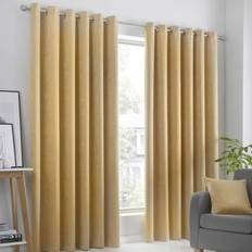 Solid Colour Curtains Fusion Strata Triple-Woven Dimout Eyelet Curtains - Ochre Yellow (Width 117 cm x 137 cm) 117x168cm