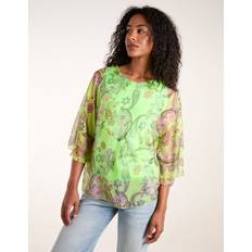 Viscose Blouses Blue Vanilla Oversized Sheer Paisley Layer Top ONE LIME