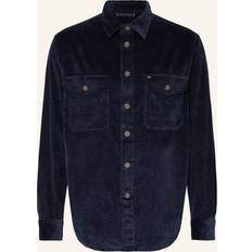 Zwart Overhemden Tommy Hilfiger Relaxed Corduroy Overshirt Met Geborduurde Vlag - Zwart