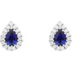Sapphire - White Gold Earrings C W Sellors 18ct White Gold 0.53ct Sapphire Diamond Pear Cut Cluster Earrings Option1 Value White Gold