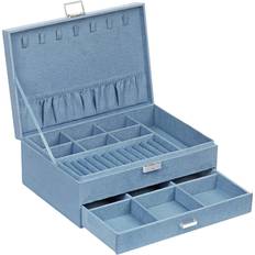 Songmics 2-Tier Jewelry Case with Drawer, Blue