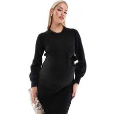 Äitiys ja Imetys Mamalicious Maternity Knitted Mini Dress Black
