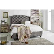 Beds & Mattresses Eleganza Roseland Grey Oakland Fabric Matching Buttons Single Bed Frame