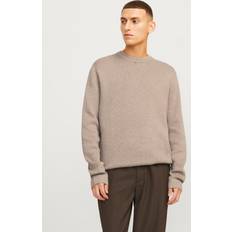 Brown - Knitted Sweaters Jumpers Jack & Jones Plain Knitted Pullover