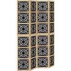 Black Room Dividers vidaXL 4 Panels Privacy Screen Brown & Black Solid Wood Paulownia Room Divider