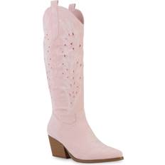 Damen - Rosa Hohe Stiefel Damen cowboystiefel stiefel stickereien holzoptikabsatz schuhe 840056 mode Rosa