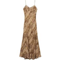 Chiffon - Midi Dresses Mango Bella Snake Print Dress, Brown/Multi