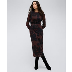 Kenneth Cole Women's Knot-Front Long-Sleeve Maxi Dress Black Multi