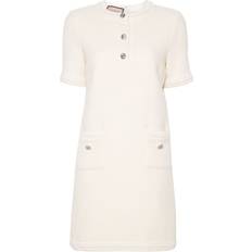 Gucci Kjoler Gucci Uld Tweed Kjole Med CC Logo - Hvid
