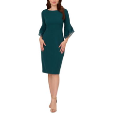 Adrianna Papell Women's Tiered-Cuff 3/4-Sleeve Sheath Dress Rademerald