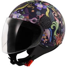 Pink Motorcycle Helmets LS2 Sphere Lux II Bloom - Matt Blue/Pink/Green