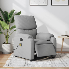 vidaXL Massage Recliner Chair Wingback Reclining Armchair for Elderly Fabric Light gray (Electric Massage Recliner Chair)