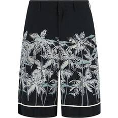 Palm Angels Shorts Palm Angels Silk Print Lange Shorts - Sort