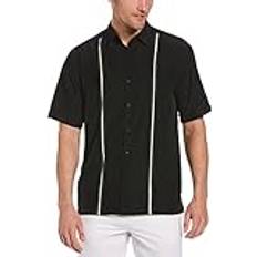 Men - Rayon Shirts Cubavera Men's Big & Tall Stripe Short Sleeve Shirt Jet Black (3XLT)