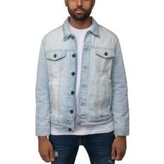 Elastane/Lycra/Spandex Jackets X-Ray Men's Casual Biker Denim Jacket - Bleach Wash