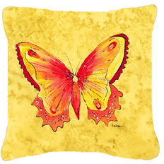 Yellow Complete Decoration Pillows Carolines Treasures 8857PW1818 18 x 18 in Butterfly On Yellow Indoor & Outdoor Fabric Decorative Pillow Complete Decoration Pillows Yellow (45.72x45.72cm)