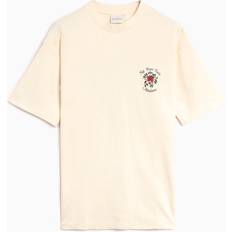 Drôle de Monsieur Men's Flowers Slogan T-Shirt Cream