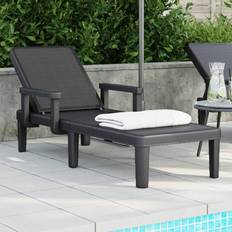 Black Sun Beds vidaXL Sun Lounger Black 159x68x83.5 cm Polypropylene