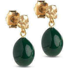 Grøn Øreringe ENAMEL Copenhagen Poe Øreringe, Gold Plated/Petrol Green