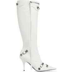 Balenciaga Cagole leather knee-high boots white